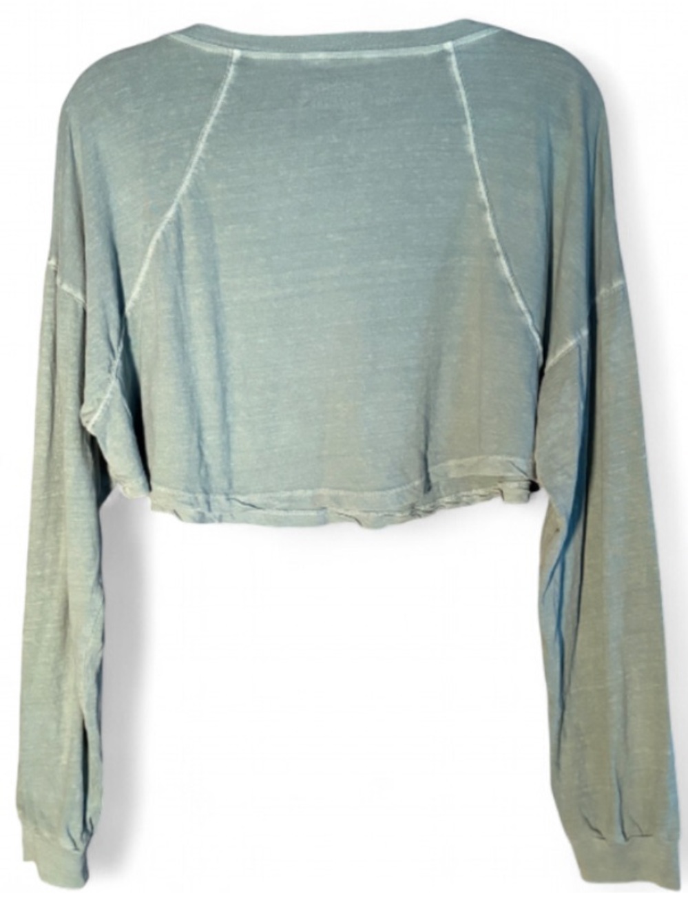 Aeropostale Cropped Henley Long Sleeve Top Sage Green Oversized Soft Tee Size L - Picture 5 of 5
